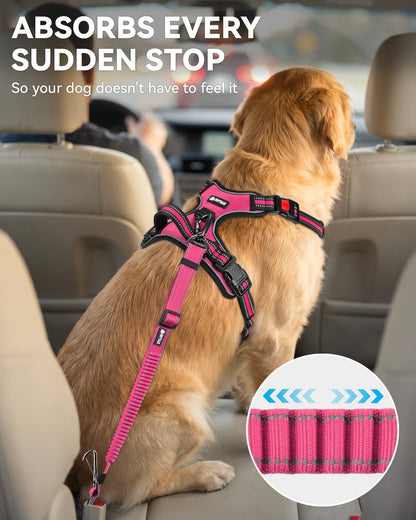 3-in-1 Bungee Dog Seat Belt for Car, Medium and Large Dogs, Black