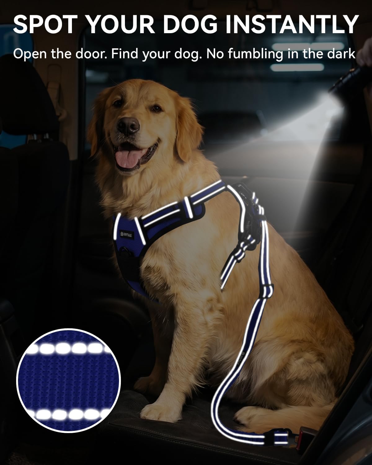3-in-1 Bungee Dog Seat Belt for Car, Medium and Large Dogs, Black