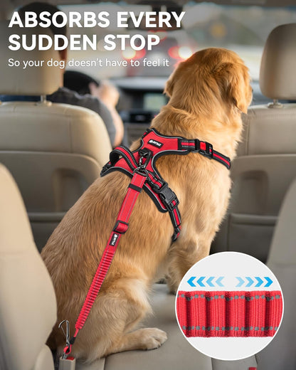 3-in-1 Bungee Dog Seat Belt for Car, Medium and Large Dogs, Black
