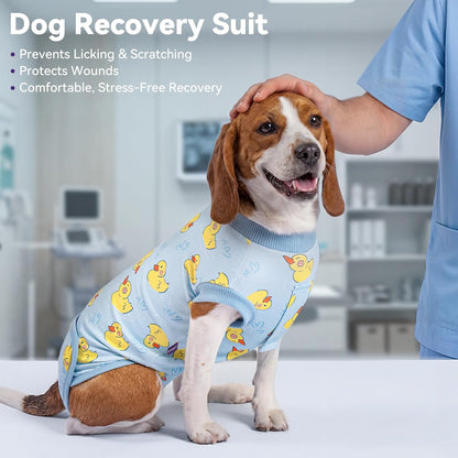 Recovery Suit for Dogs Surgery Surgical Dog Onesie, Yellow Duck, M
