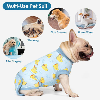 Recovery Suit for Dogs Surgery Surgical Dog Onesie, Yellow Duck, M