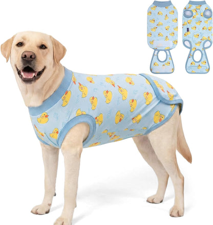 Recovery Suit for Dogs Surgery Surgical Dog Onesie, Yellow Duck, M
