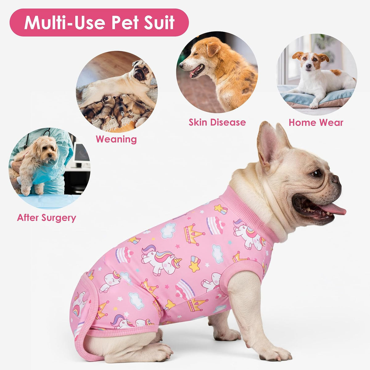 Recovery Suit for Dogs Surgery Surgical Dog Onesie, Yellow Duck, M