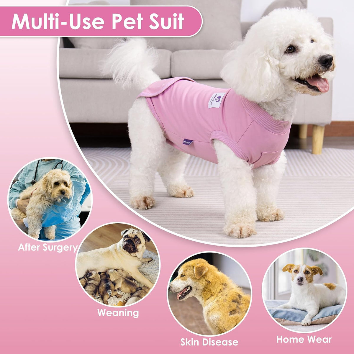 Recovery Suit for Dogs Surgery Surgical Dog Onesie, Yellow Duck, M