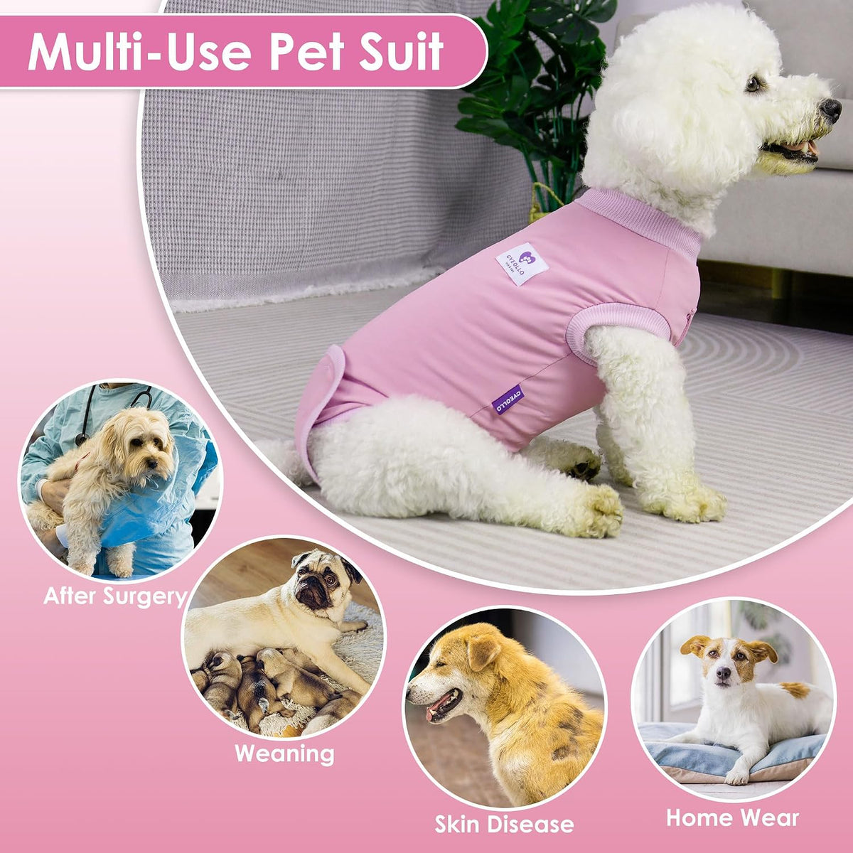 Recovery Suit for Dogs Surgery Surgical Dog Onesie, Yellow Duck, M