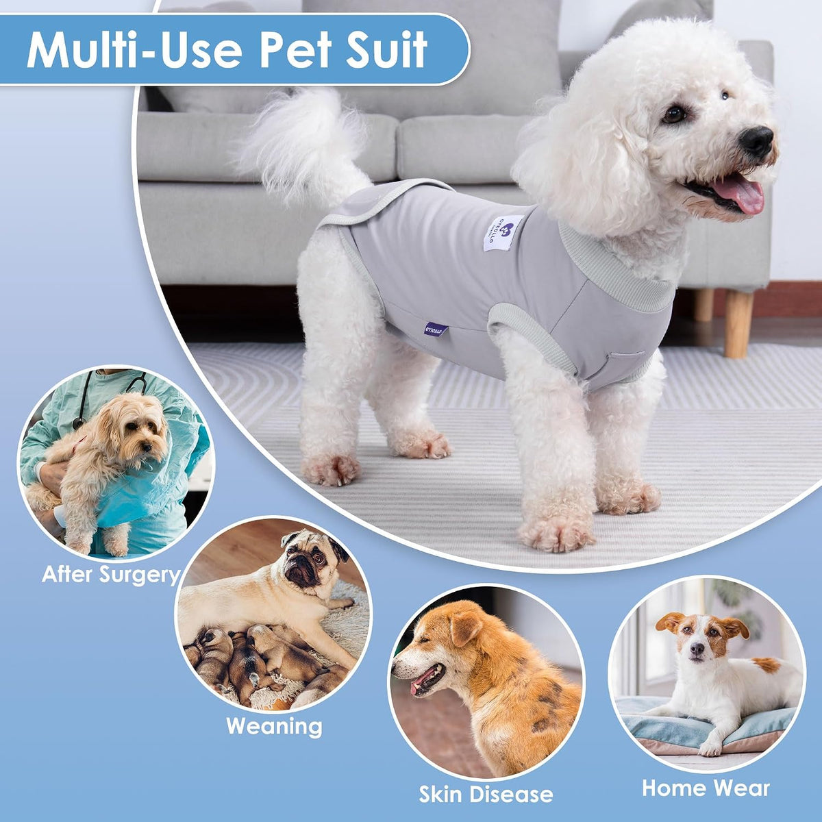 Recovery Suit for Dogs Surgery Surgical Dog Onesie, Yellow Duck, M