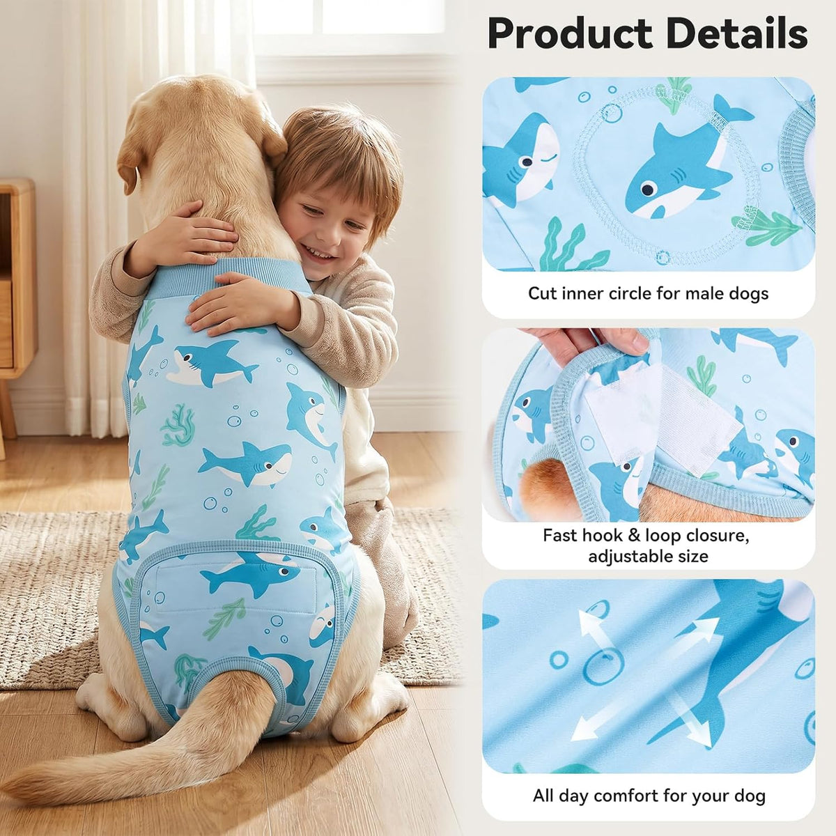Recovery Suit for Dogs Surgery Surgical Dog Onesie, Yellow Duck, M