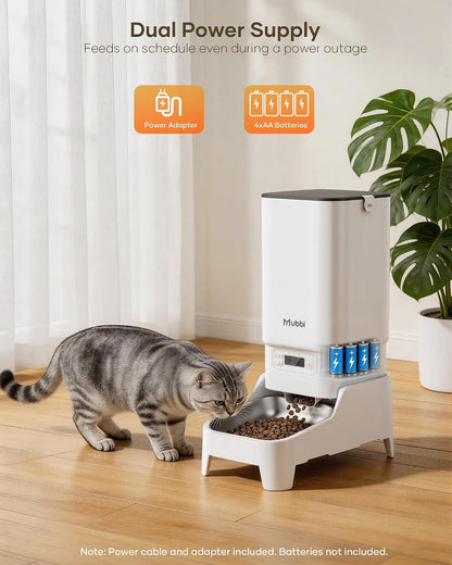 Automatic Dog Feeder with Elevated Stand - 7L Cat Food Dispenser with Large Food Tray, Timed Auto Cat Feeder for Dry Food, 6 Meals Per Day, No-Jam, Freshness Design, Detachable for Easy Clean