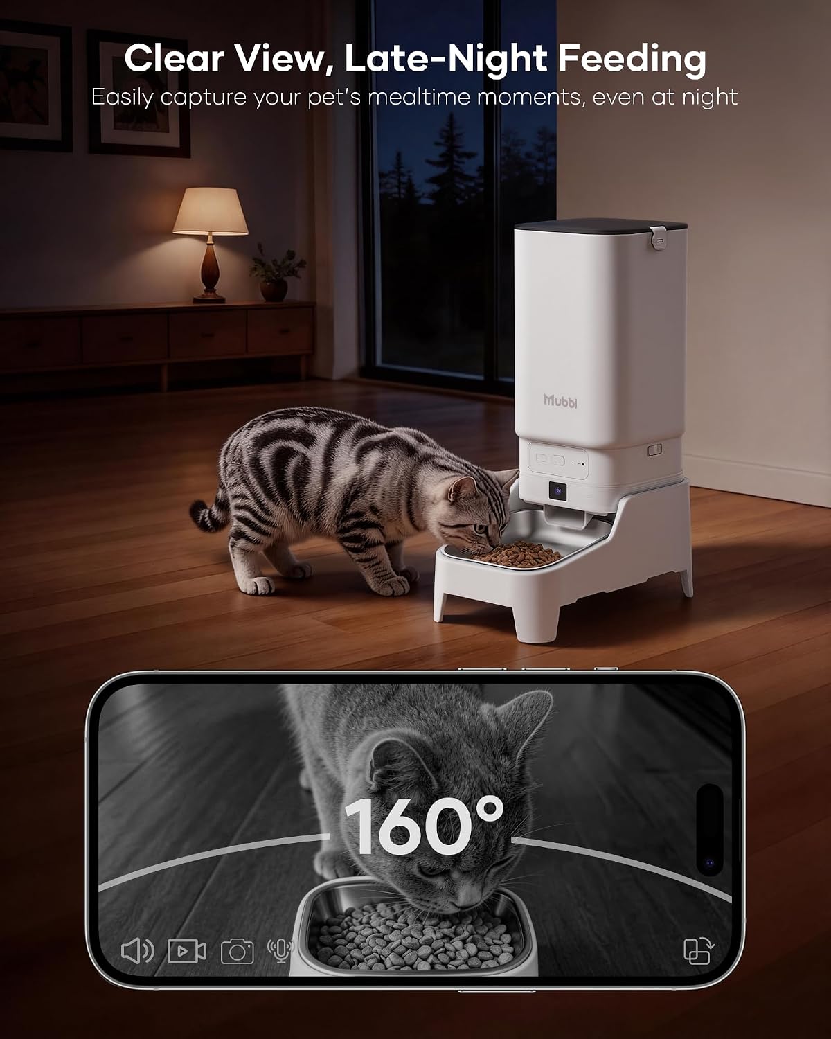 Automatic Dog Feeder with Elevated Stand - 7L Cat Food Dispenser with Large Food Tray, Timed Auto Cat Feeder for Dry Food, 6 Meals Per Day, No-Jam, Freshness Design, Detachable for Easy Clean