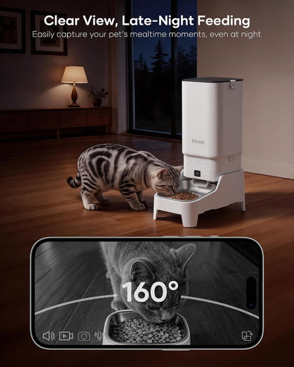 Automatic Dog Feeder with Elevated Stand - 7L Cat Food Dispenser with Large Food Tray, Timed Auto Cat Feeder for Dry Food, 6 Meals Per Day, No-Jam, Freshness Design, Detachable for Easy Clean