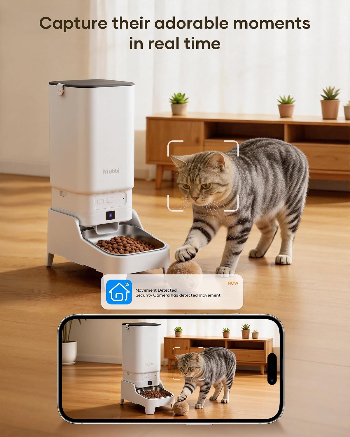 Automatic Dog Feeder with Elevated Stand - 7L Cat Food Dispenser with Large Food Tray, Timed Auto Cat Feeder for Dry Food, 6 Meals Per Day, No-Jam, Freshness Design, Detachable for Easy Clean