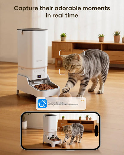 Automatic Dog Feeder with Elevated Stand - 7L Cat Food Dispenser with Large Food Tray, Timed Auto Cat Feeder for Dry Food, 6 Meals Per Day, No-Jam, Freshness Design, Detachable for Easy Clean