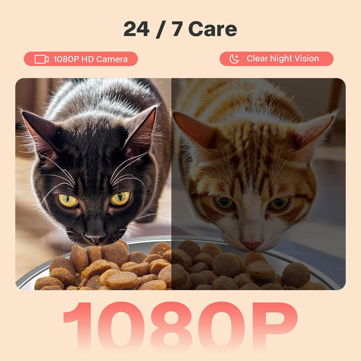 Automatic Dog Feeder with Elevated Stand - 7L Cat Food Dispenser with Large Food Tray, Timed Auto Cat Feeder for Dry Food, 6 Meals Per Day, No-Jam, Freshness Design, Detachable for Easy Clean