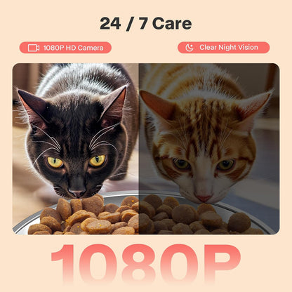 Automatic Dog Feeder with Elevated Stand - 7L Cat Food Dispenser with Large Food Tray, Timed Auto Cat Feeder for Dry Food, 6 Meals Per Day, No-Jam, Freshness Design, Detachable for Easy Clean