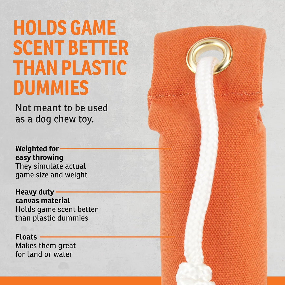 Canvas Dummy, Orange, Puppy Size 2.25 inches x 8.5 inches