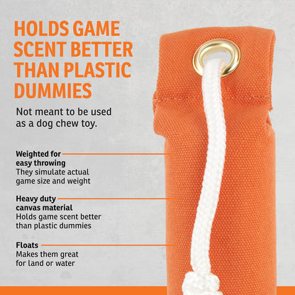 Canvas Dummy, Orange, Puppy Size 2.25 inches x 8.5 inches
