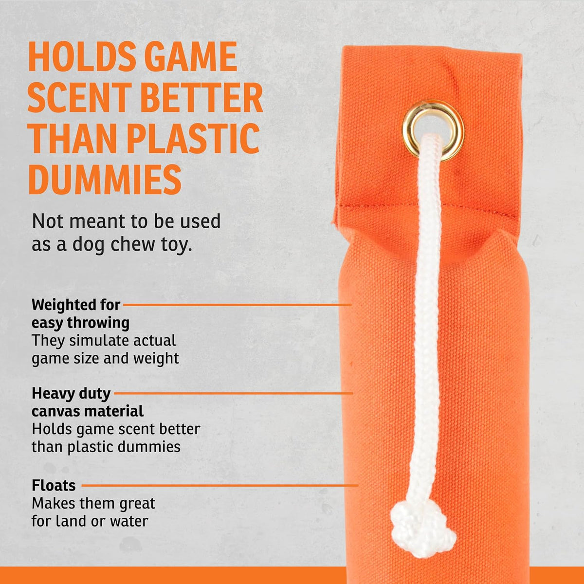 Canvas Dummy, Orange, Puppy Size 2.25 inches x 8.5 inches