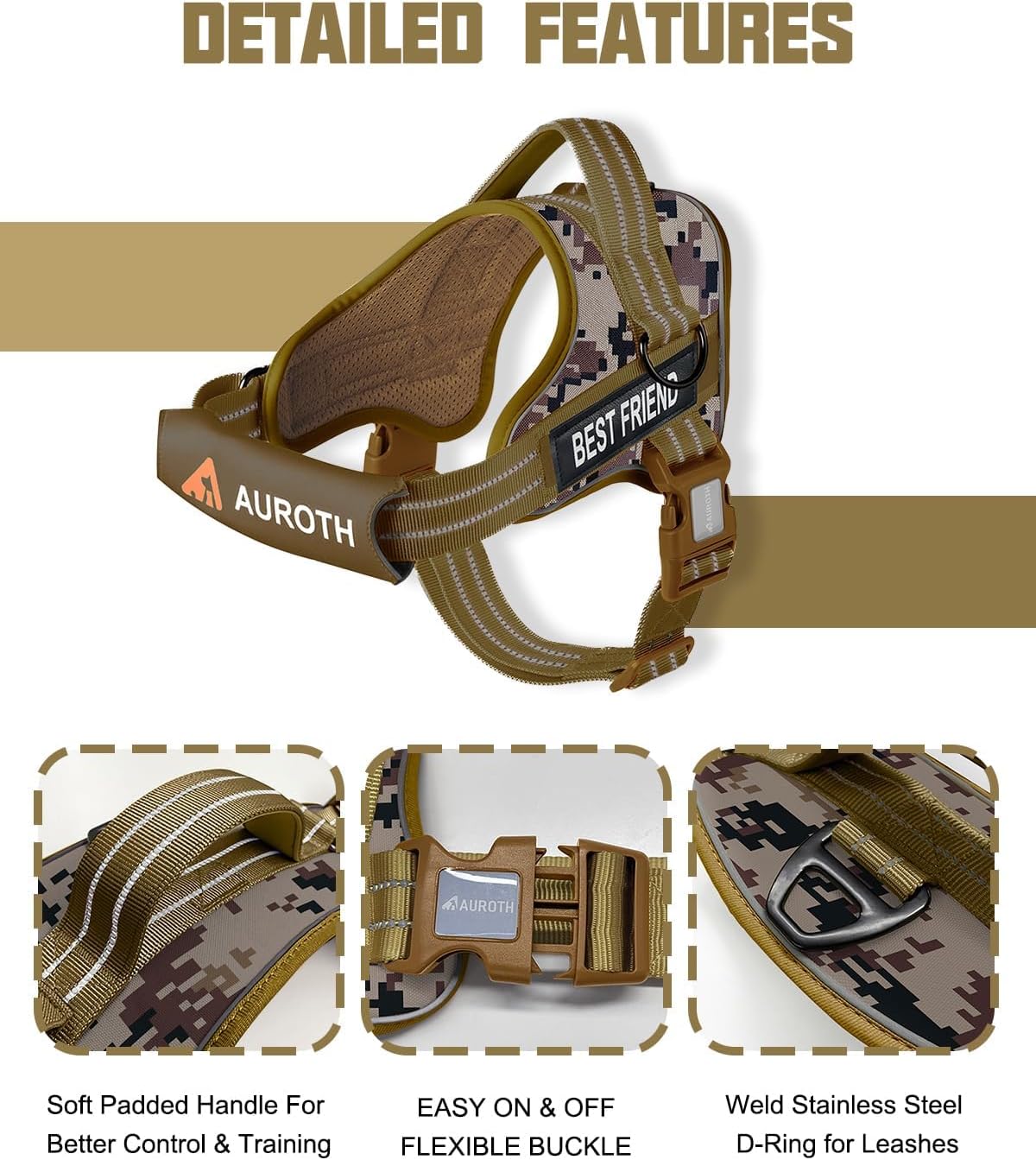 AUROTH Dog Harness and Leash Set for Medium Sized Dog, No Pull Dog Vest