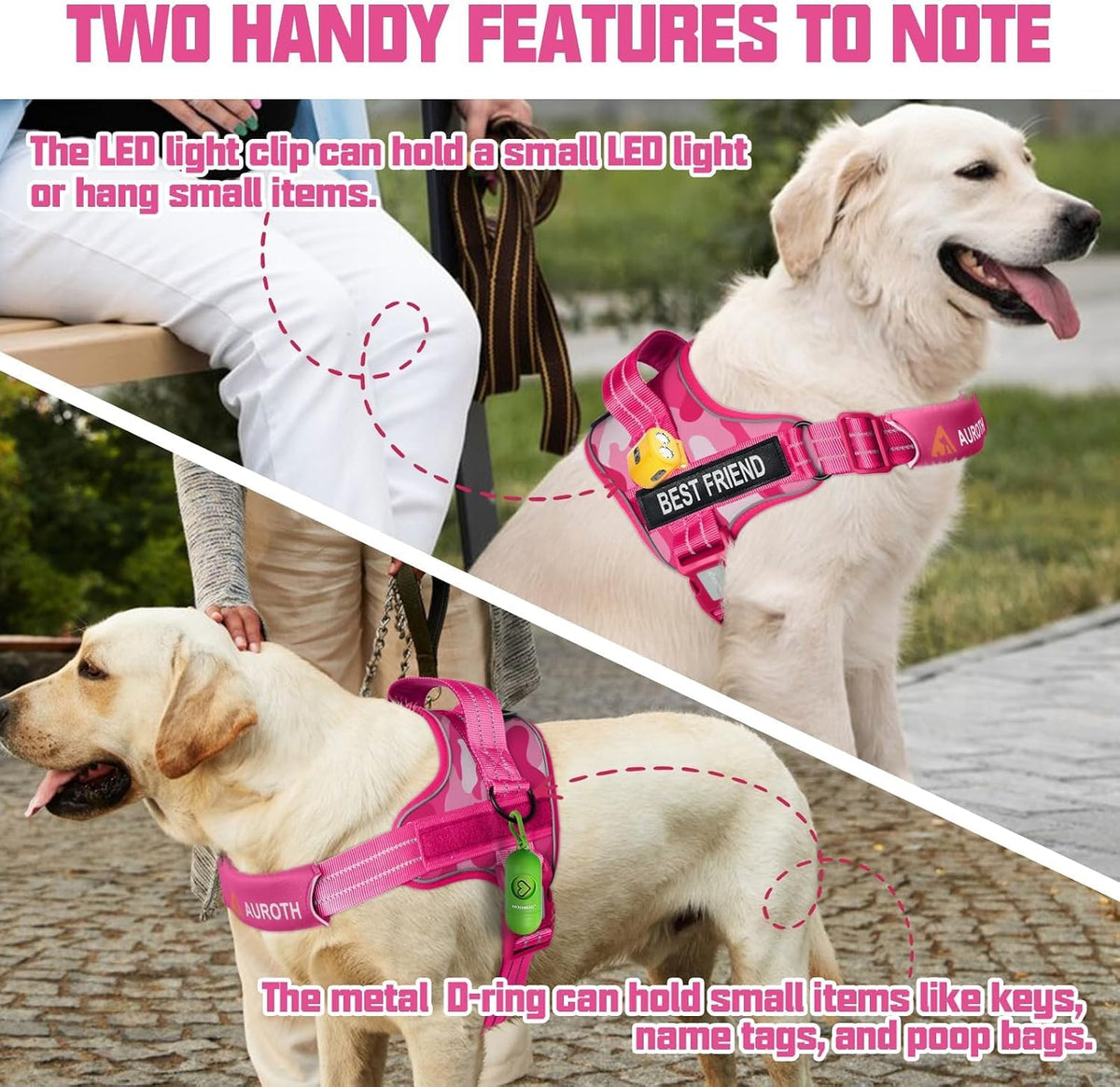 AUROTH Dog Harness and Leash Set for Medium Sized Dog, No Pull Dog Vest