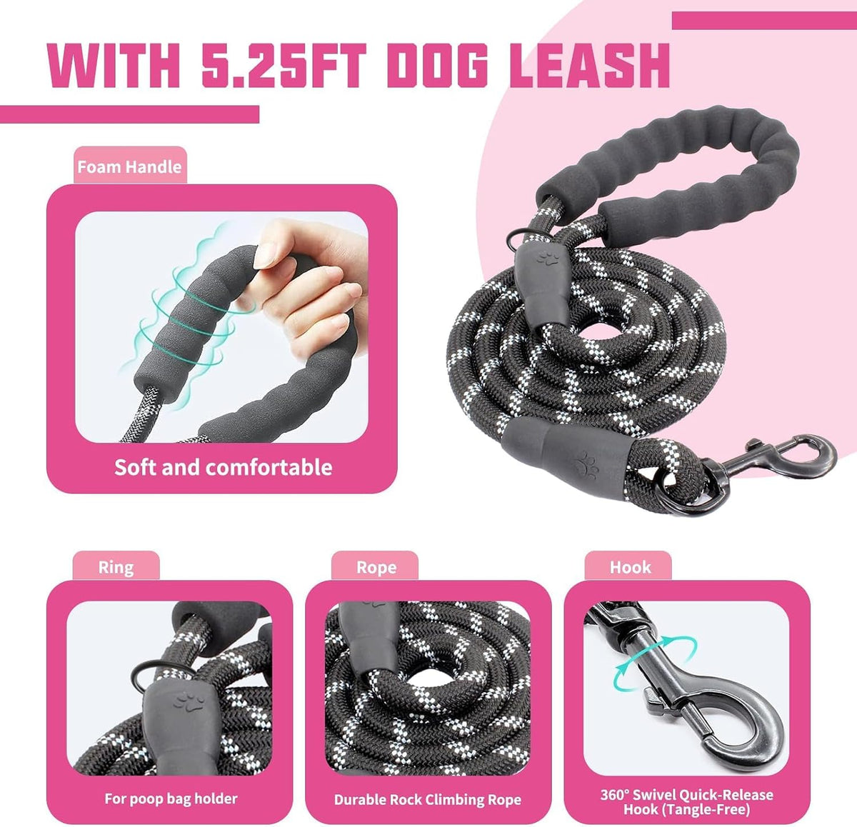 AUROTH Dog Harness and Leash Set for Medium Sized Dog, No Pull Dog Vest