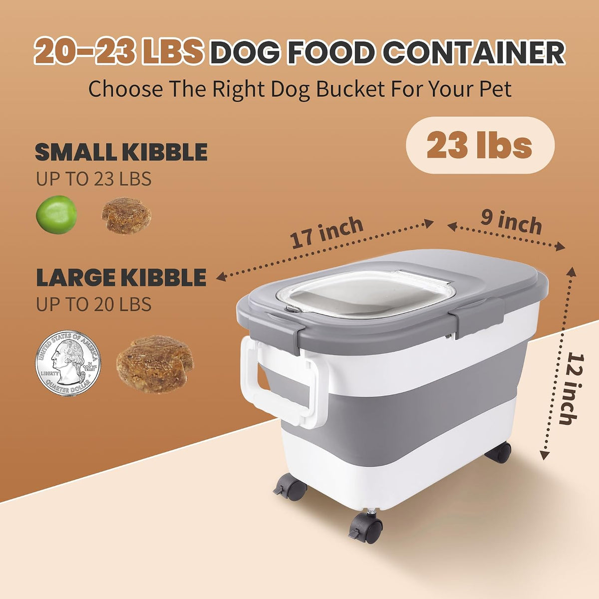 23-25Lbs Airtight Dog Food Storage Container,Collapsible Dog Food Container