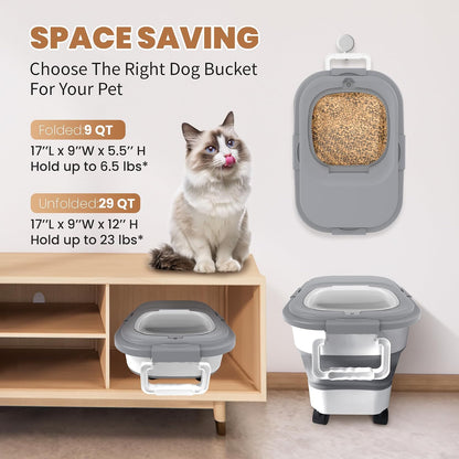 23-25Lbs Airtight Dog Food Storage Container,Collapsible Dog Food Container