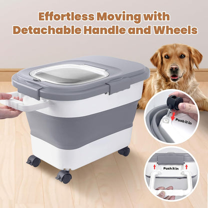 23-25Lbs Airtight Dog Food Storage Container,Collapsible Dog Food Container