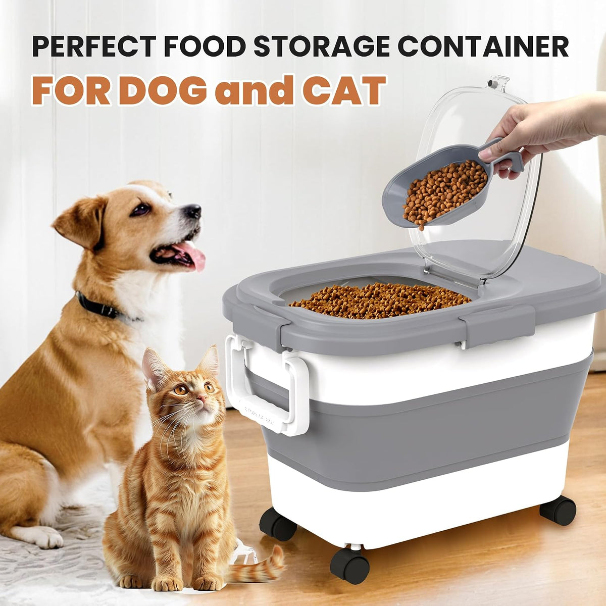 23-25Lbs Airtight Dog Food Storage Container,Collapsible Dog Food Container