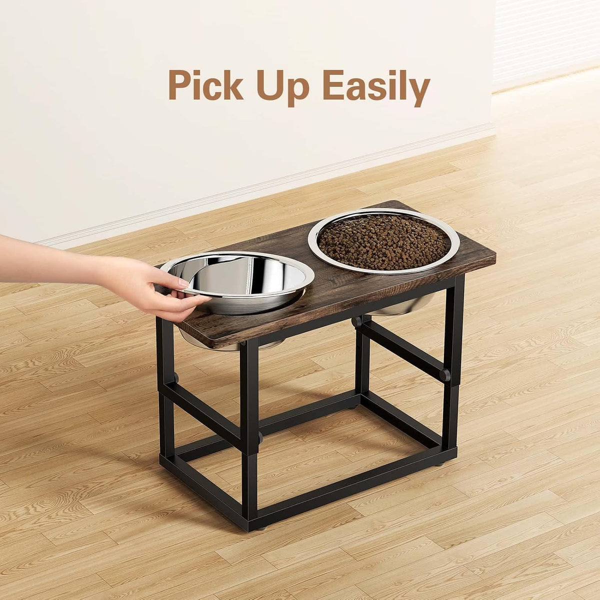 Zarler Elevated Dog Bowls for X-Large and Large Breed, 5 Adjustable Heights from 8.2'' - 17.3'', 2 Stainless Steel Bowls, 8.2'',11.8'',13.7'',15.7'',17.3'' Raised Dogs Food Bowl Stand