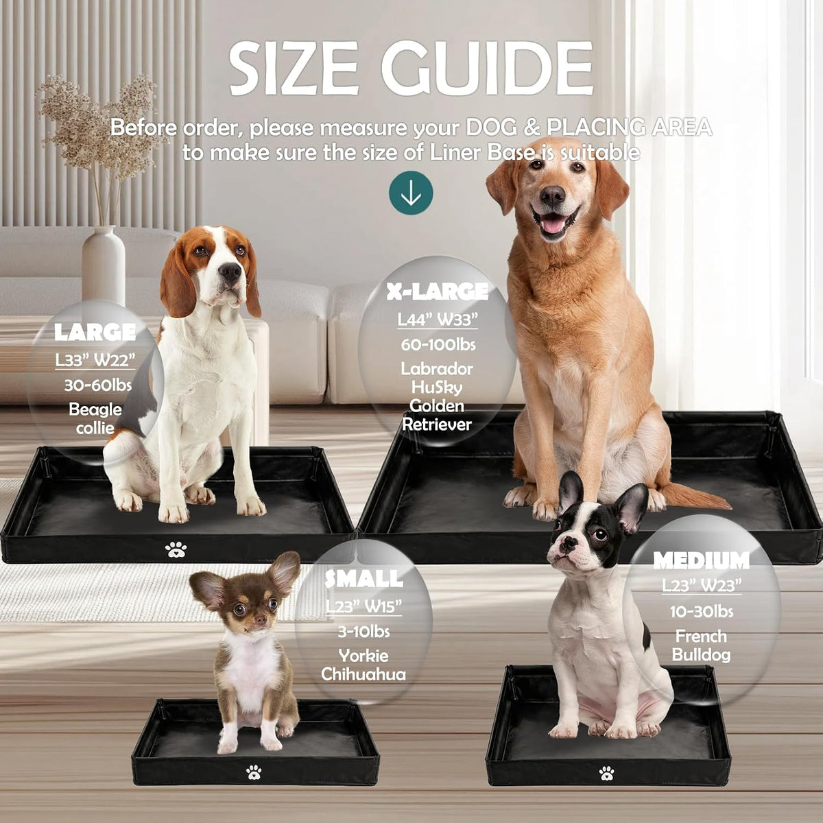 MEEXPAWS Dog Pee Pad Holder, Foldable Puppy Litter Box Indoor Potty Tray