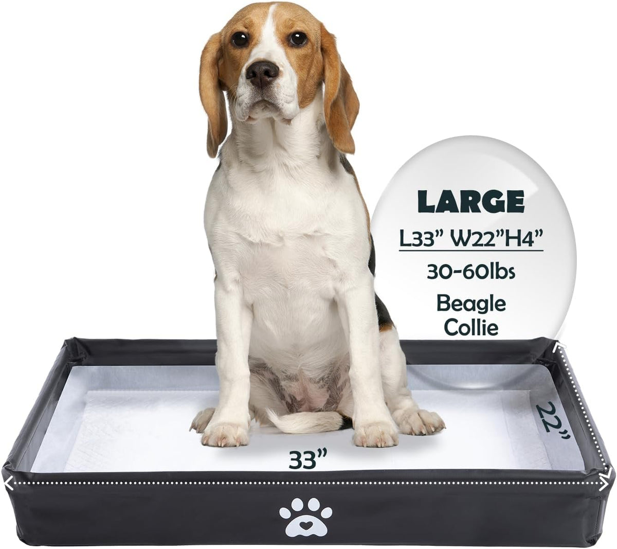 MEEXPAWS Dog Pee Pad Holder, Foldable Puppy Litter Box Indoor Potty Tray