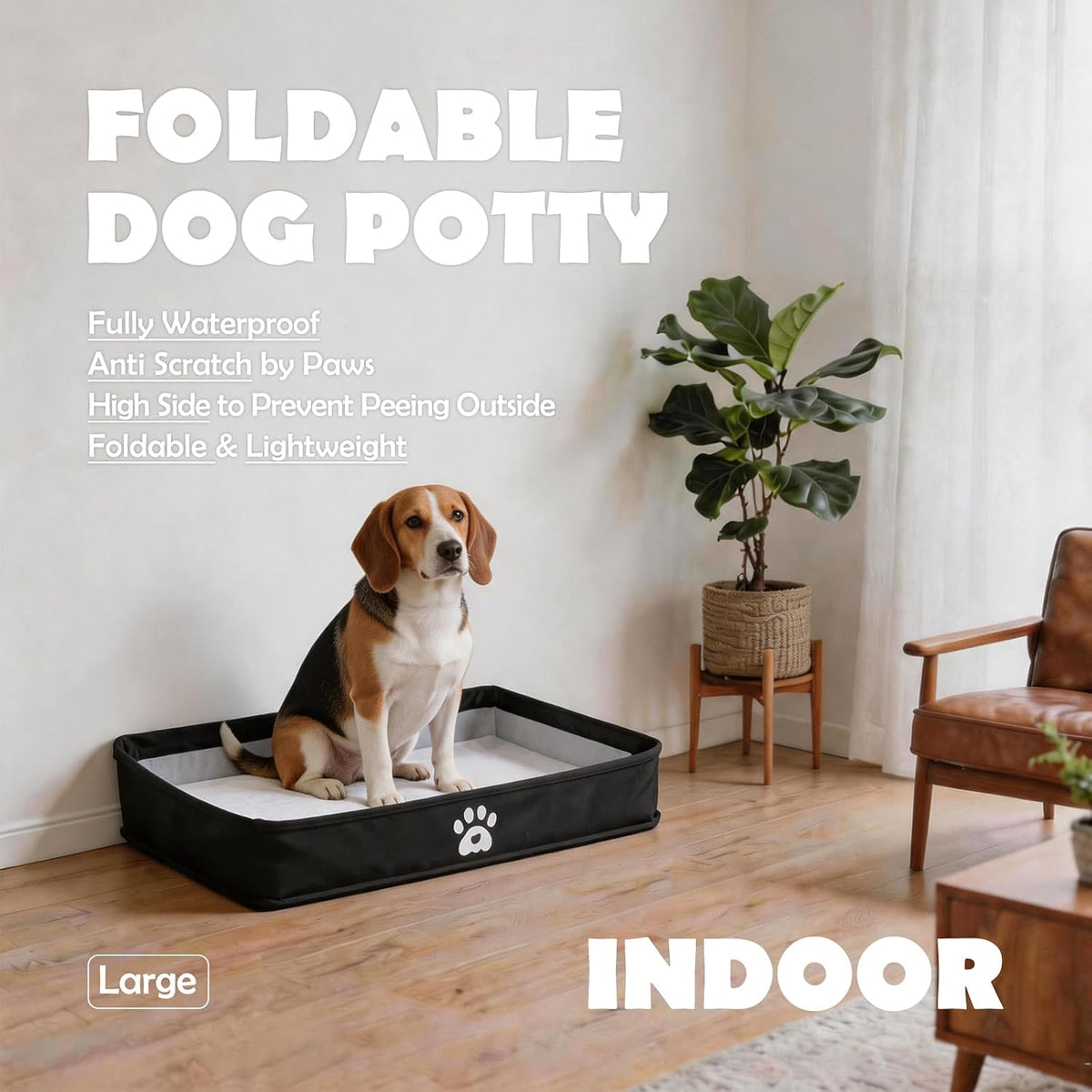 MEEXPAWS Dog Pee Pad Holder, Foldable Puppy Litter Box Indoor Potty Tray