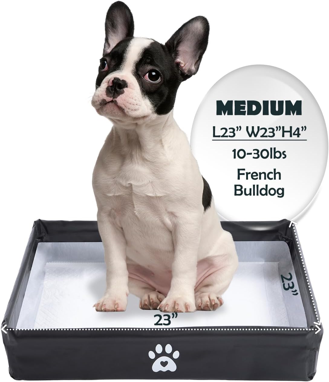 MEEXPAWS Dog Pee Pad Holder, Foldable Puppy Litter Box Indoor Potty Tray