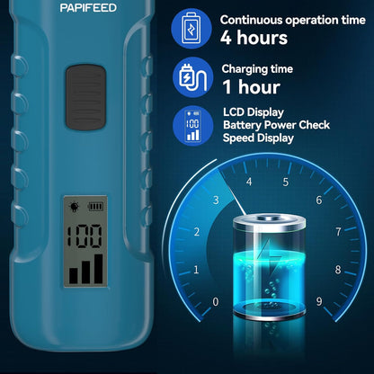 PAPIFFEED Dog Nail Grinder with LCD Display – Quiet Electric Nail Trimmer with Dual LED Light, Safe for Black & Thick Nails, Rechargeable for Small Medium Large Dogs & Cats (Blue)