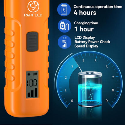 PAPIFFEED Dog Nail Grinder with LCD Display – Quiet Electric Nail Trimmer with Dual LED Light, Safe for Black & Thick Nails, Rechargeable for Small Medium Large Dogs & Cats (Blue)