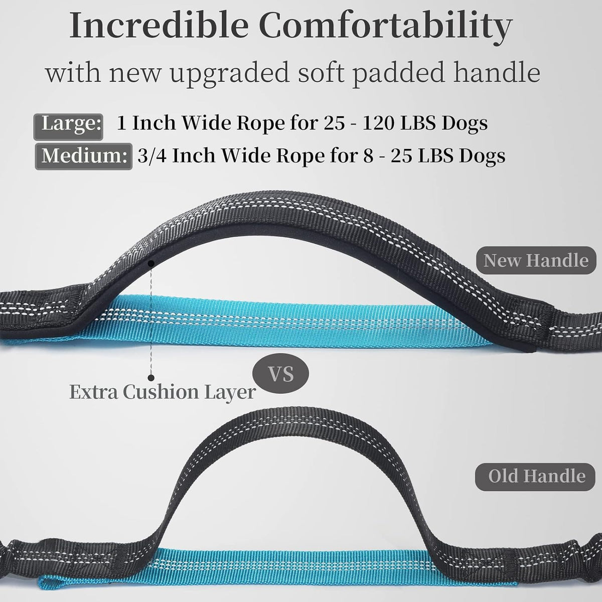 Hands Free Dog Leash with Zipper Pouch, Large, 25-120 lbs, Black