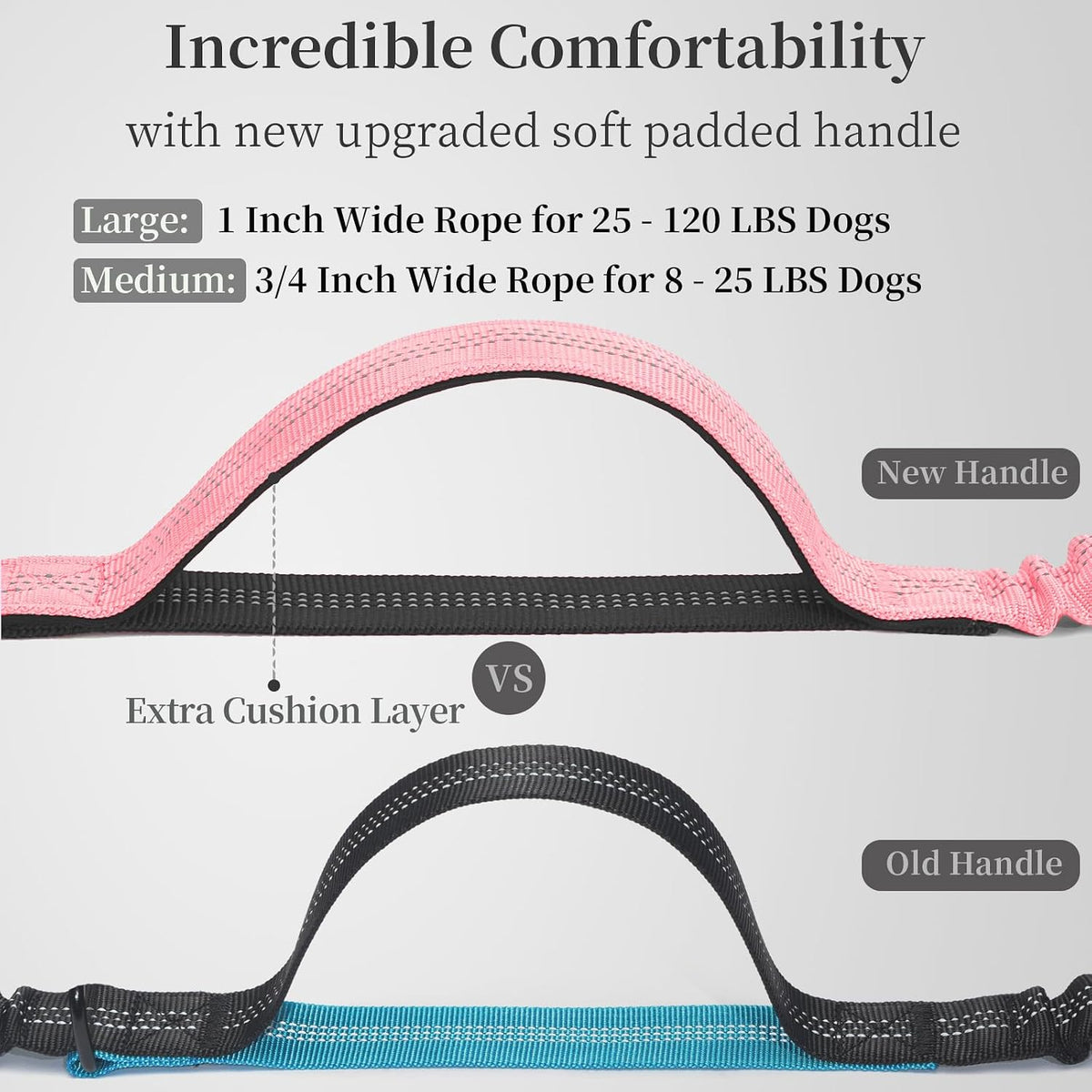 Hands Free Dog Leash with Zipper Pouch, Large, 25-120 lbs, Black