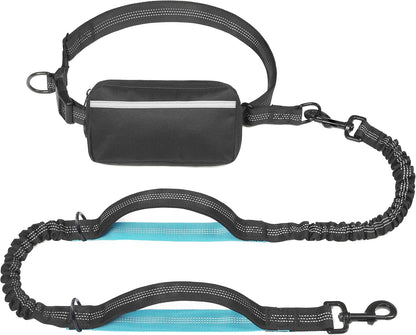Hands Free Dog Leash with Zipper Pouch, Large, 25-120 lbs, Black