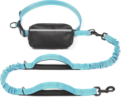 Hands Free Dog Leash with Zipper Pouch, Large, 25-120 lbs, Black