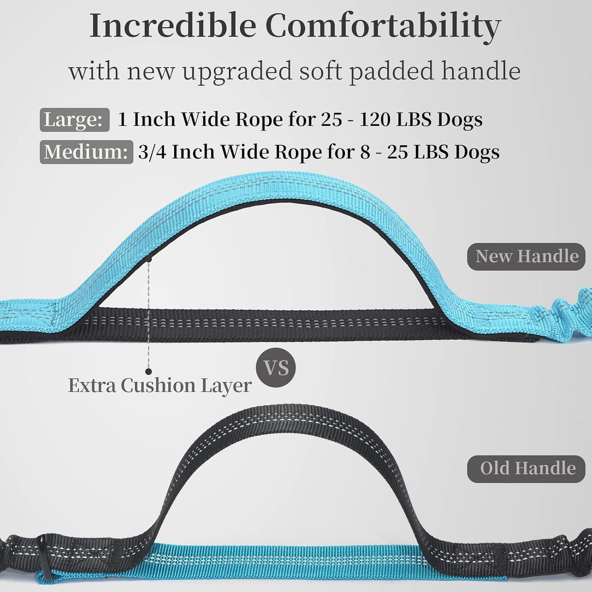 Hands Free Dog Leash with Zipper Pouch, Large, 25-120 lbs, Black
