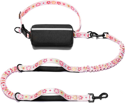 Hands Free Dog Leash with Zipper Pouch, Large, 25-120 lbs, Black