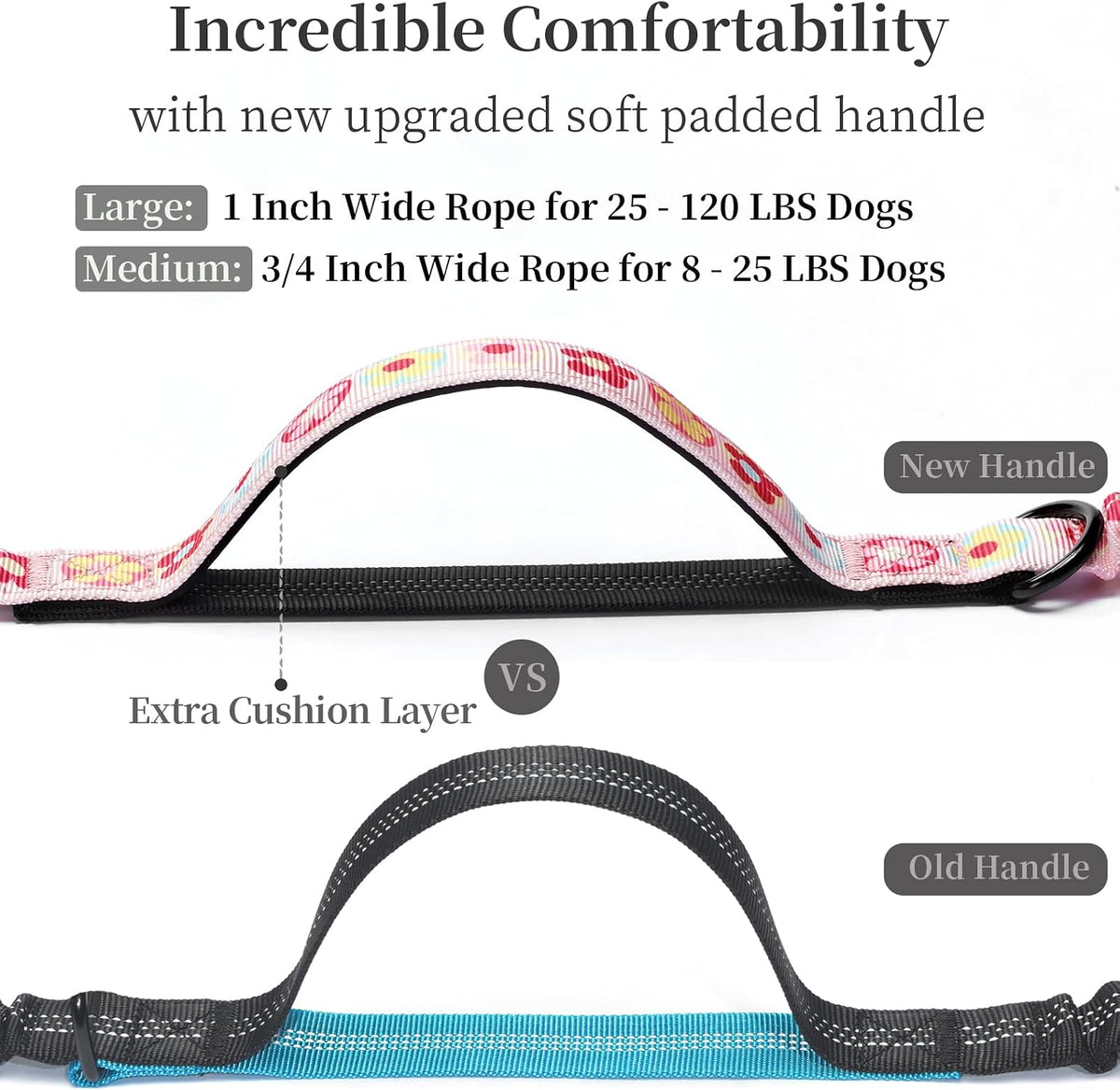 Hands Free Dog Leash with Zipper Pouch, Large, 25-120 lbs, Black