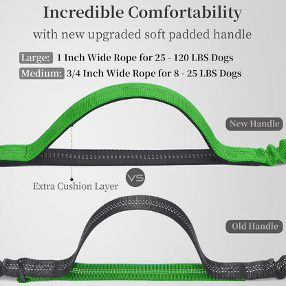Hands Free Dog Leash with Zipper Pouch, Large, 25-120 lbs, Black