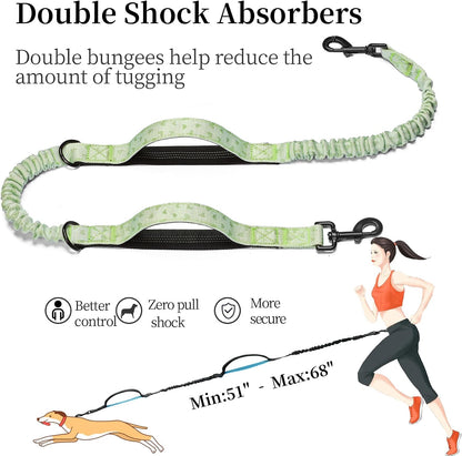 Hands Free Dog Leash with Zipper Pouch, Large, 25-120 lbs, Black
