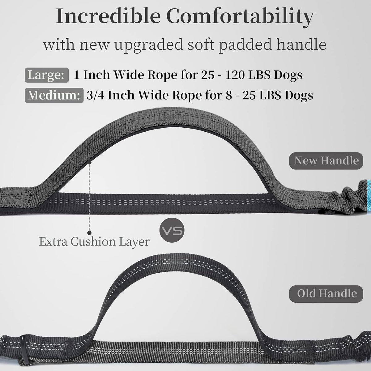 Hands Free Dog Leash with Zipper Pouch, Large, 25-120 lbs, Black