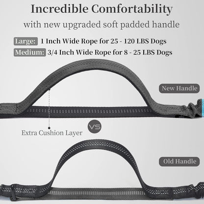Hands Free Dog Leash with Zipper Pouch, Large, 25-120 lbs, Black