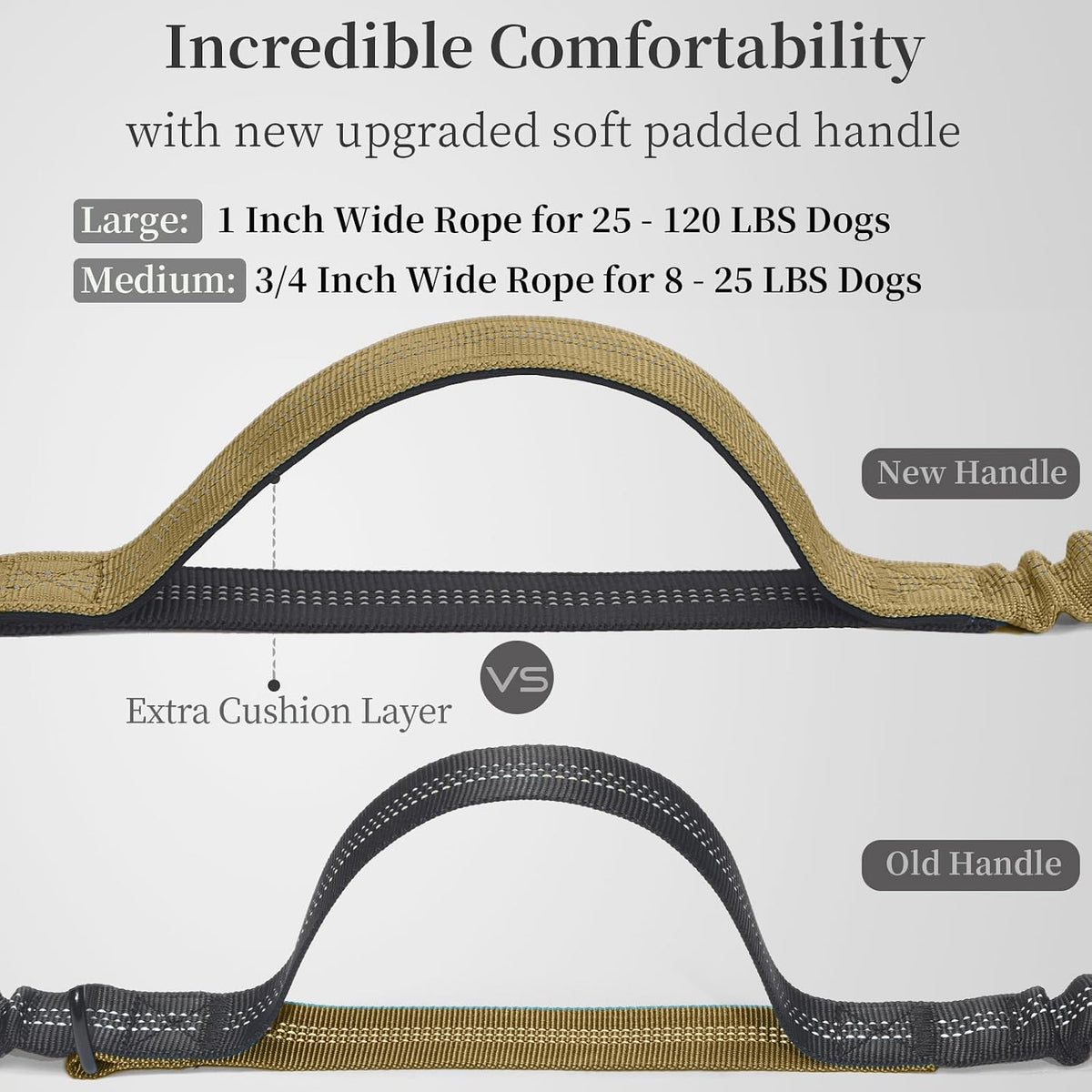Hands Free Dog Leash with Zipper Pouch, Large, 25-120 lbs, Black