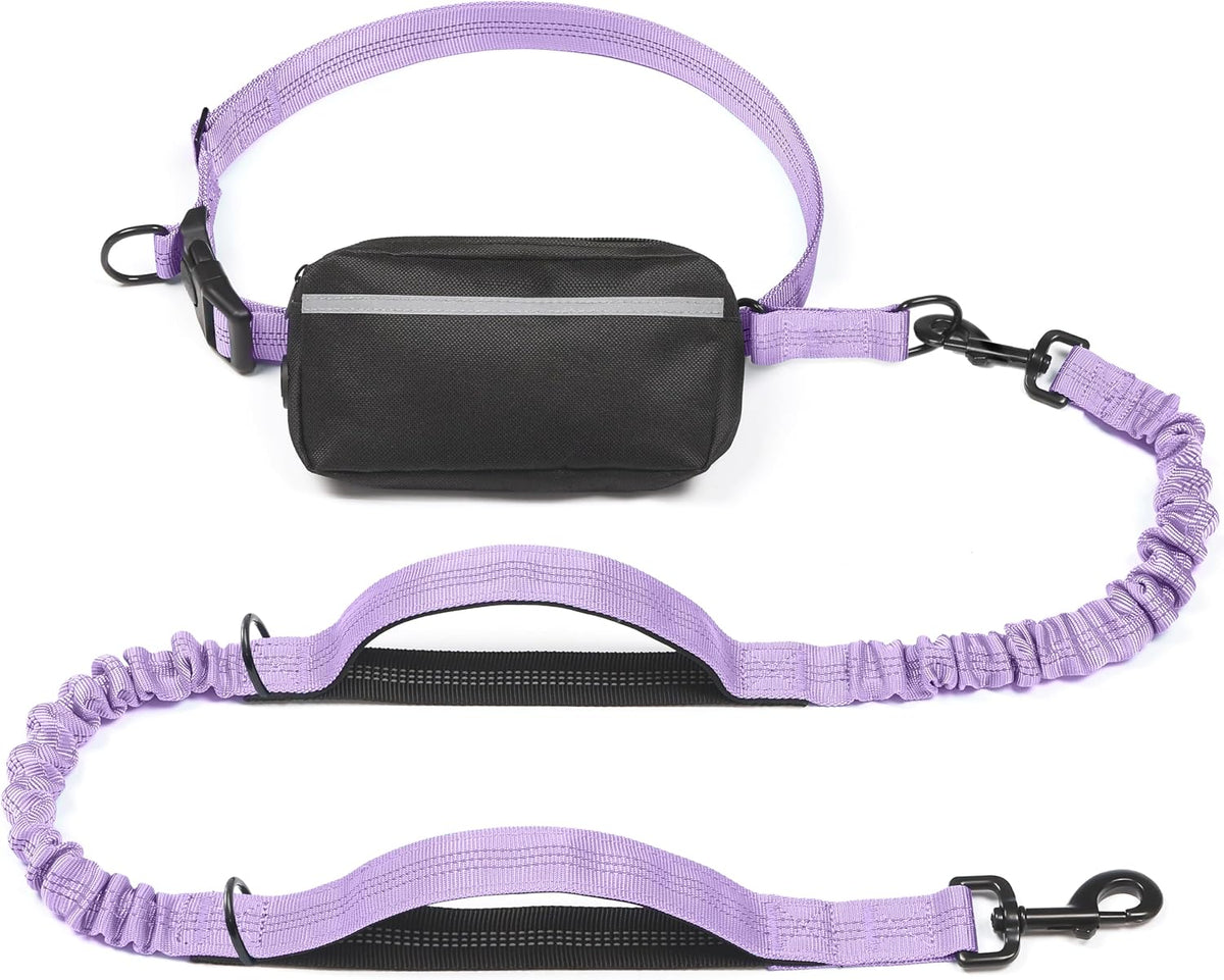 Hands Free Dog Leash with Zipper Pouch, Large, 25-120 lbs, Black