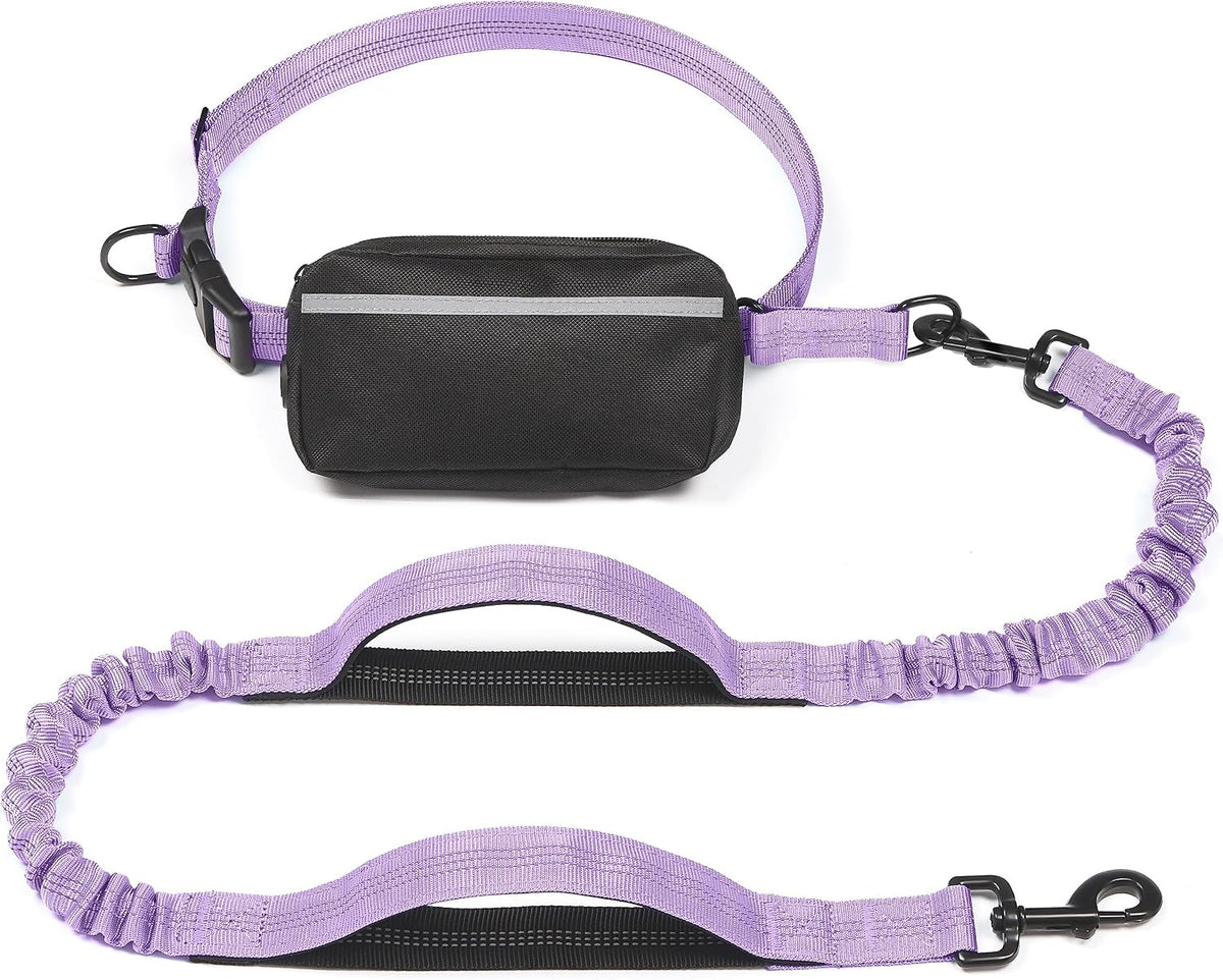 Hands Free Dog Leash with Zipper Pouch, Large, 25-120 lbs, Black