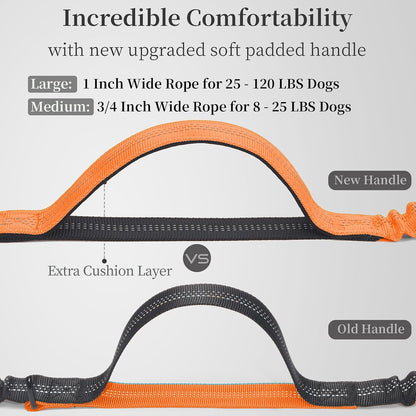 Hands Free Dog Leash with Zipper Pouch, Large, 25-120 lbs, Black